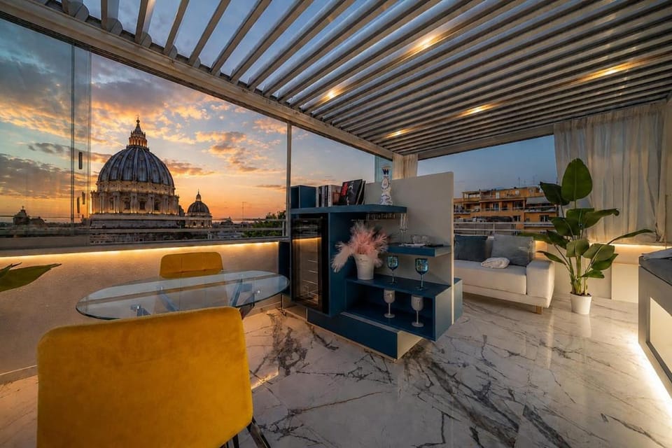 View (from property/room), Balcony/Terrace, Living room, Seating area, Sunset