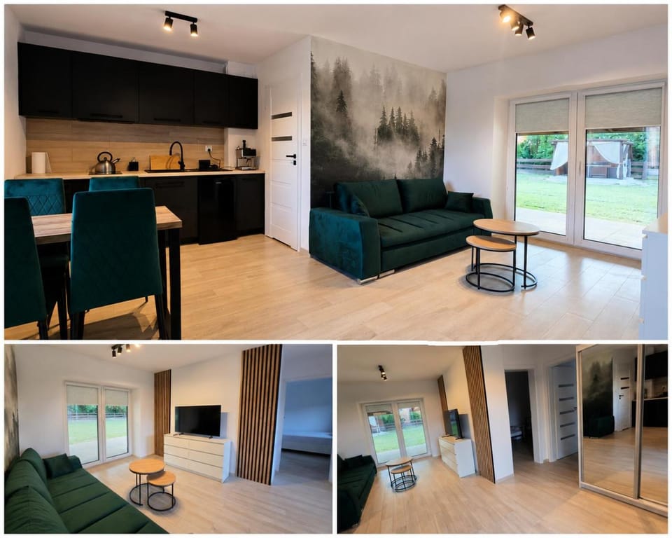 Kitchen or kitchenette, Living room, Seating area, Dining area