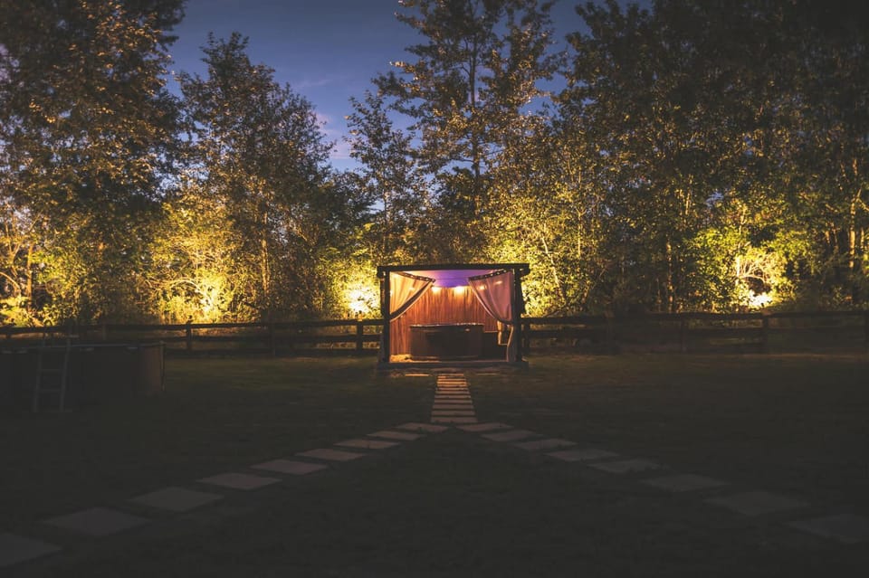 Night, Garden, Hot Tub, Garden view