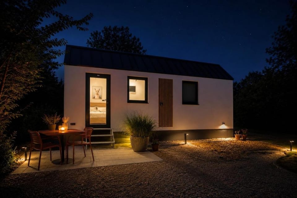 Property building, Patio, Night, Garden, Dining area, Garden view