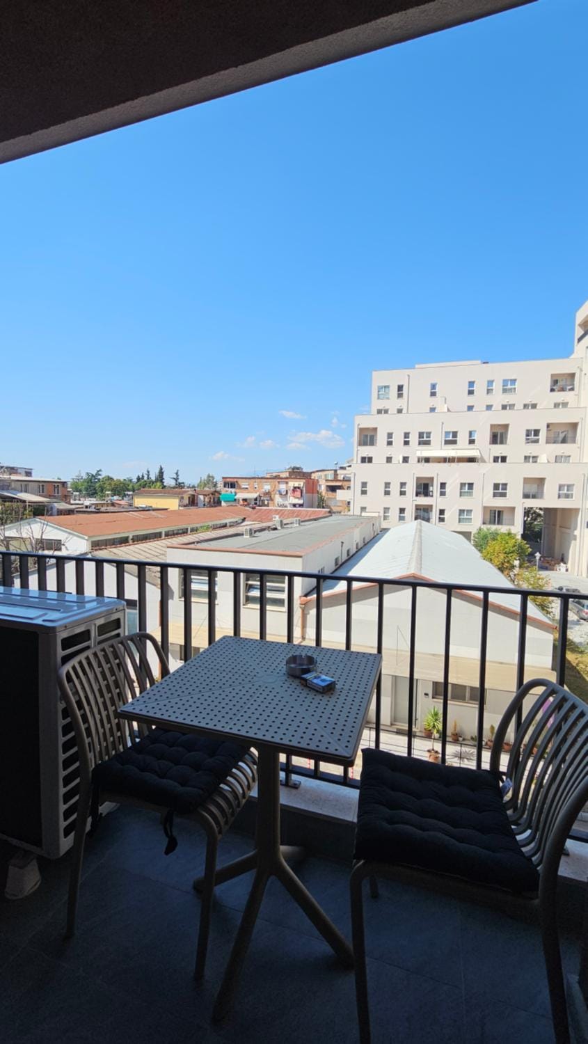Property building, Patio, Day, View (from property/room), Balcony/Terrace, Living room, Seating area, Dining area