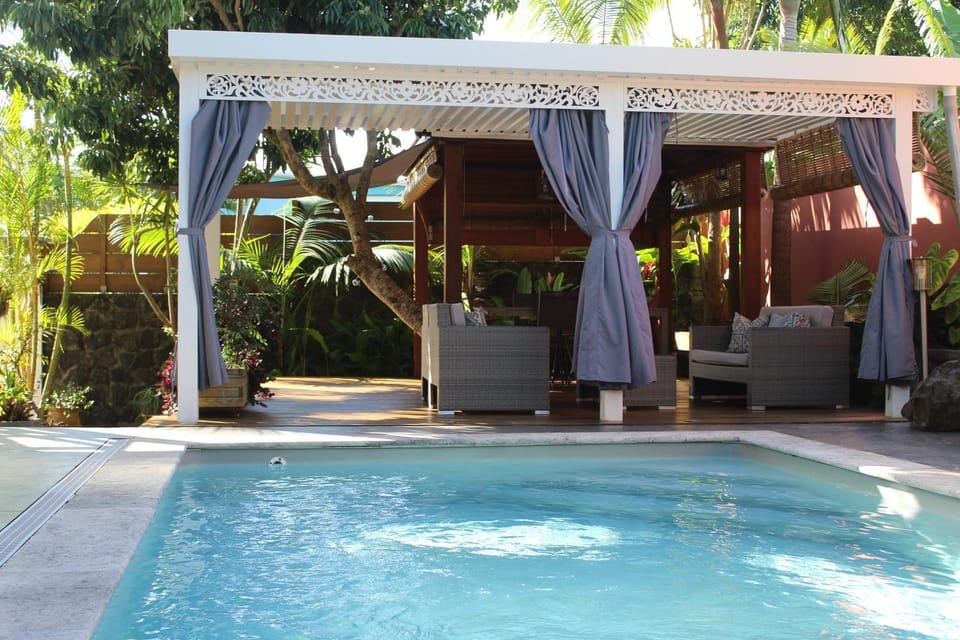 Patio, Garden, Pool view, Swimming pool, sunbed