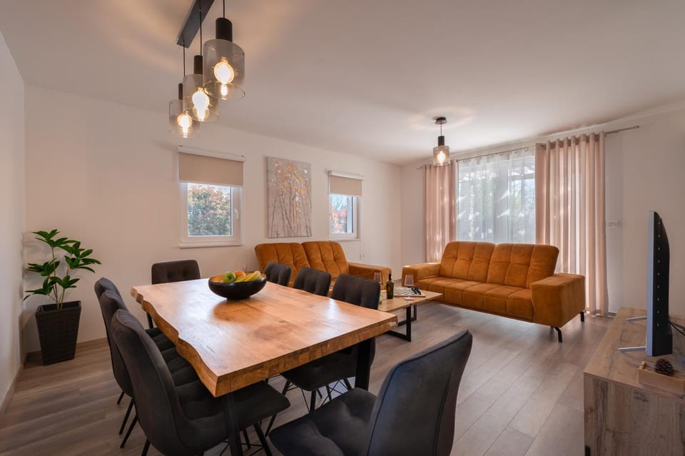 Property building, Living room, Dining area
