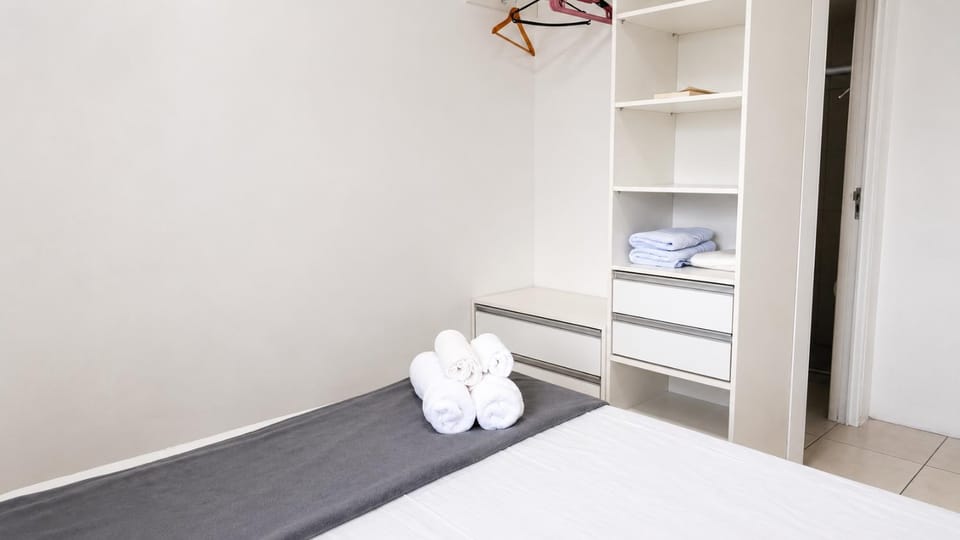 Bed, Photo of the whole room, Bedroom, towels, wardrobe