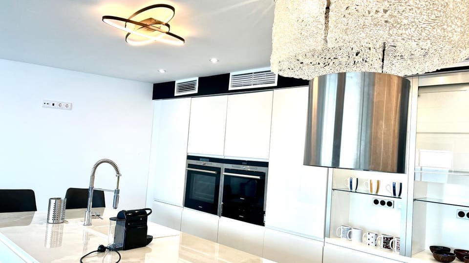 Kitchen or kitchenette, stove