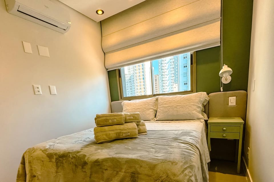 Bed, Photo of the whole room, Bedroom, towels, air conditioner