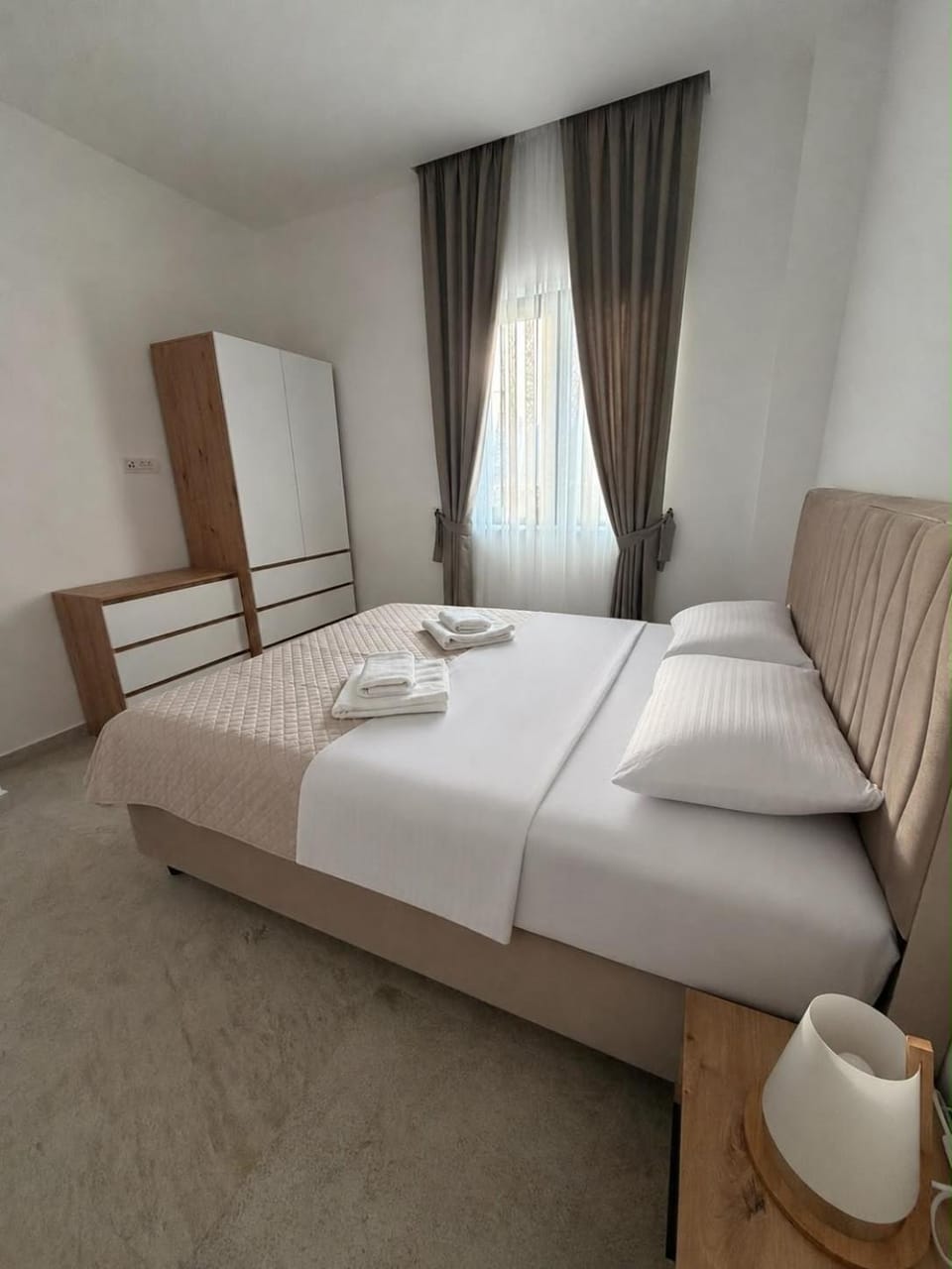 Bed, Photo of the whole room, Bedroom, towels, wardrobe