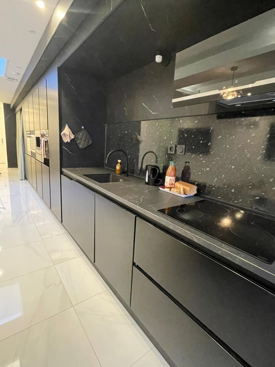 Kitchen or kitchenette, stove
