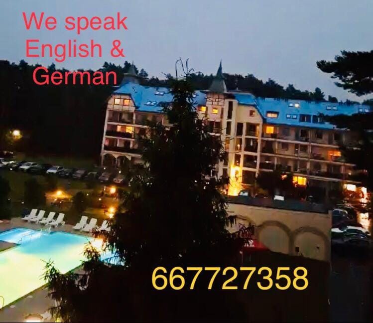 Property building, Night, Swimming pool