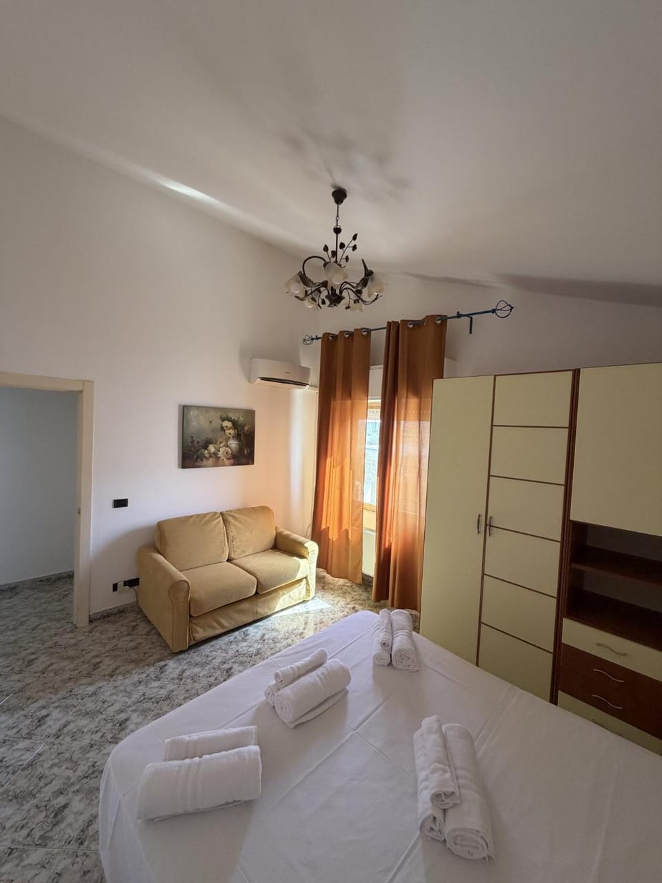 Bed, wardrobe, air conditioner