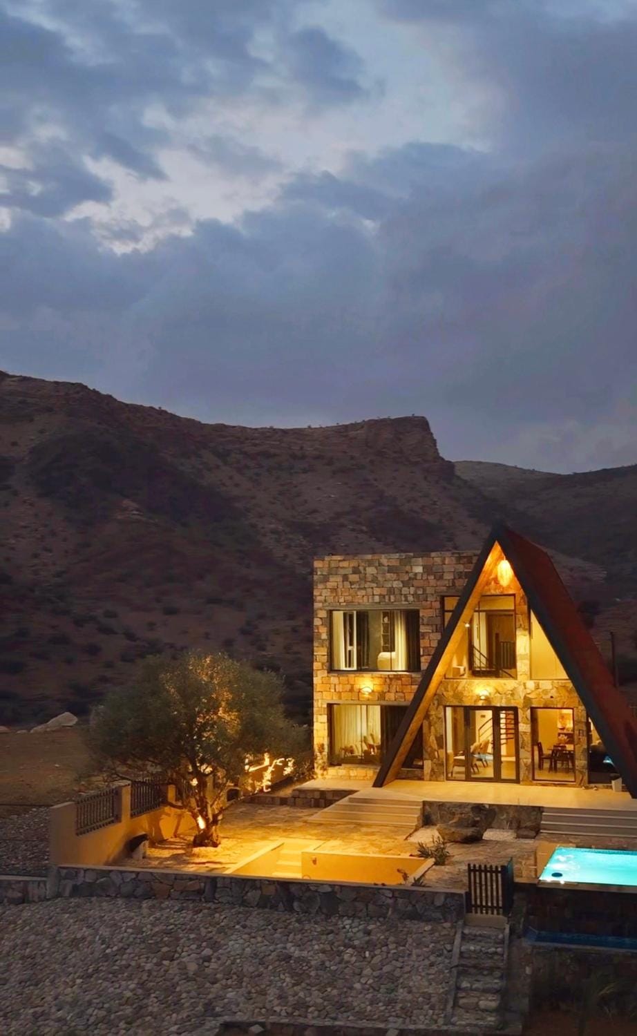 Property building, Patio, Natural landscape, Mountain view, Pool view, Swimming pool