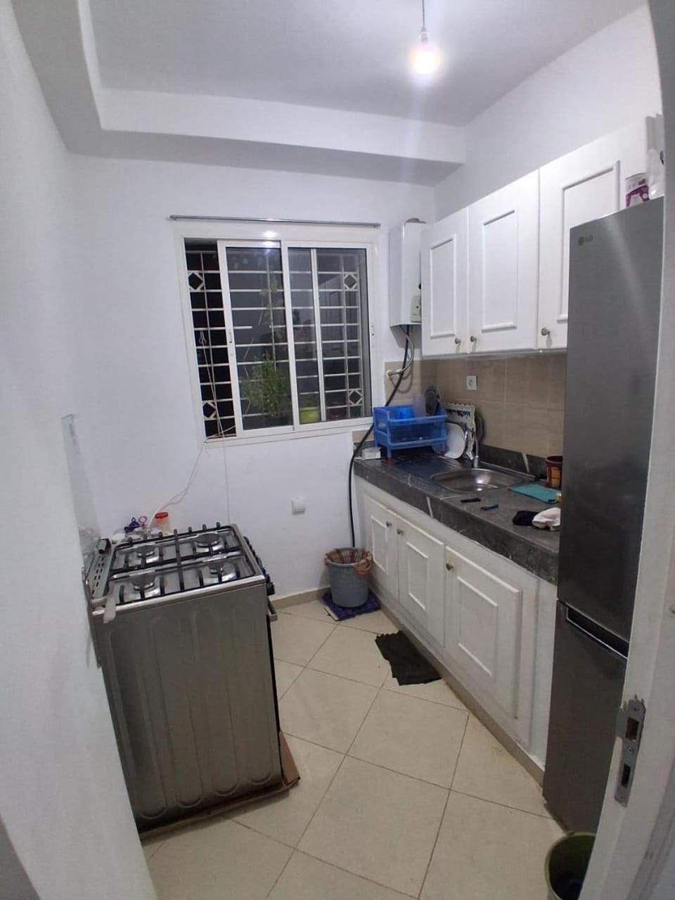 Kitchen or kitchenette, stove