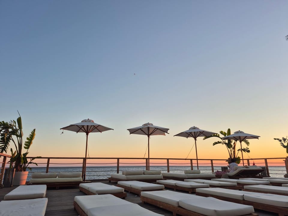 Natural landscape, Sea view, Sunset, sunbed