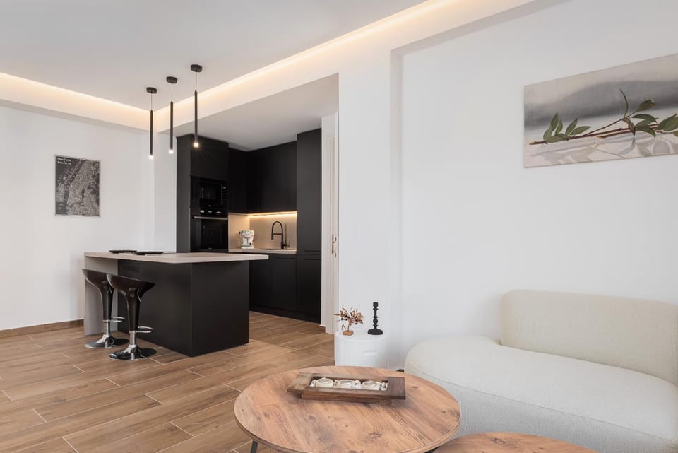 Living room, kitchen