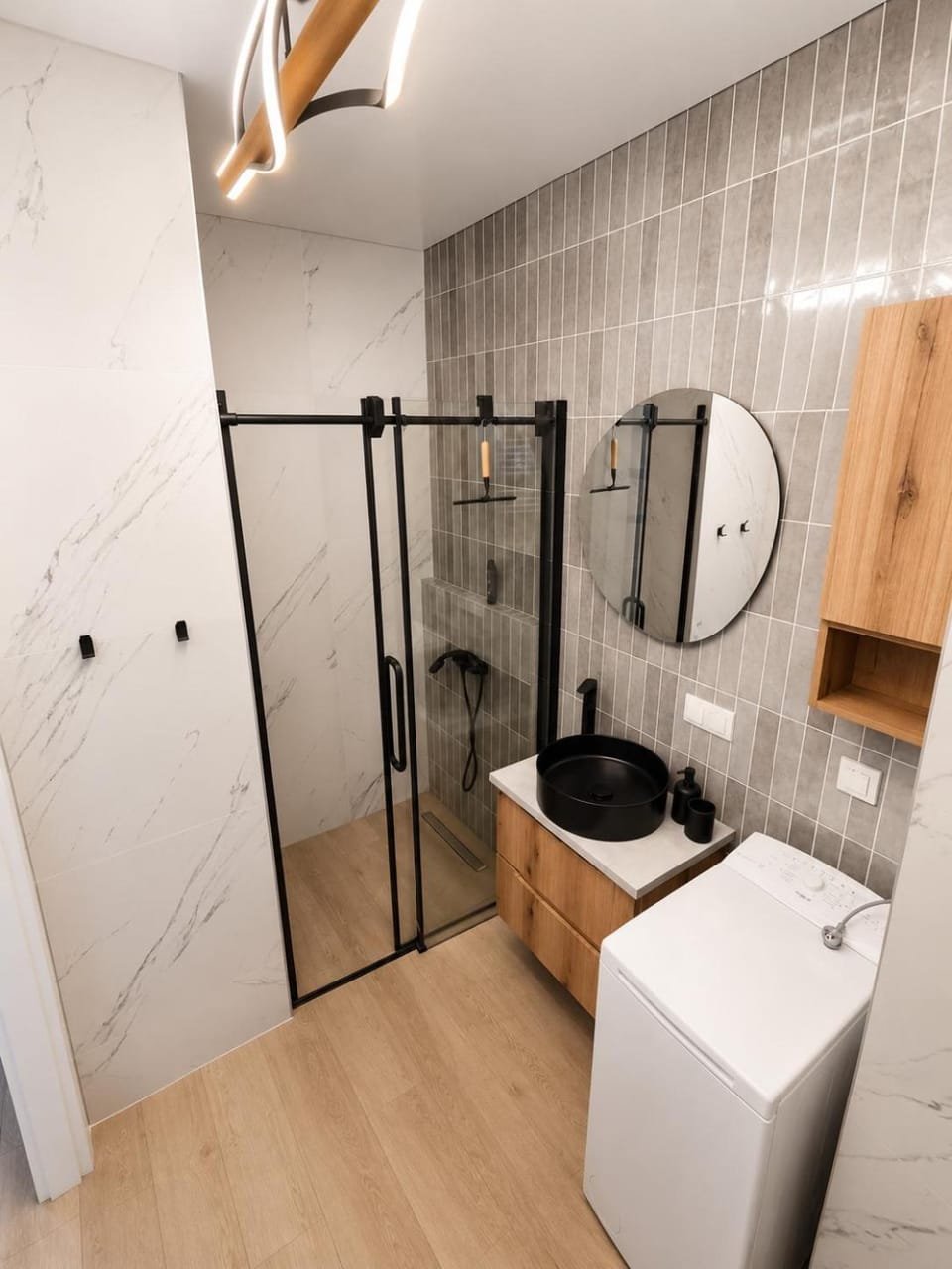Shower, Toilet, Bathroom, hair dryier, washing machine