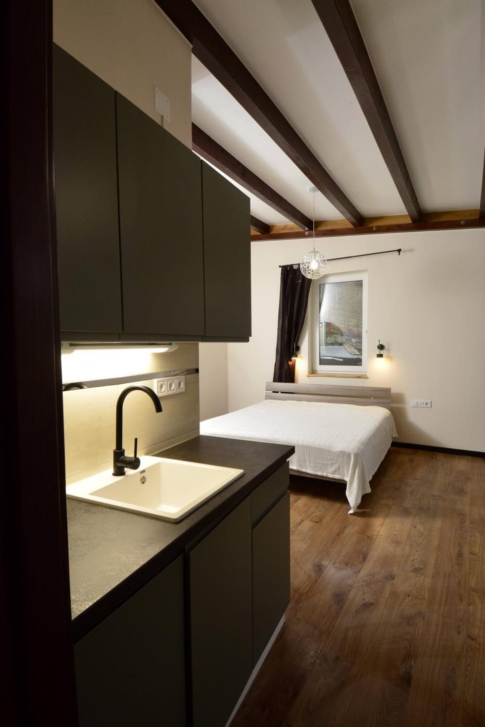 Bed, Kitchen or kitchenette, Bedroom