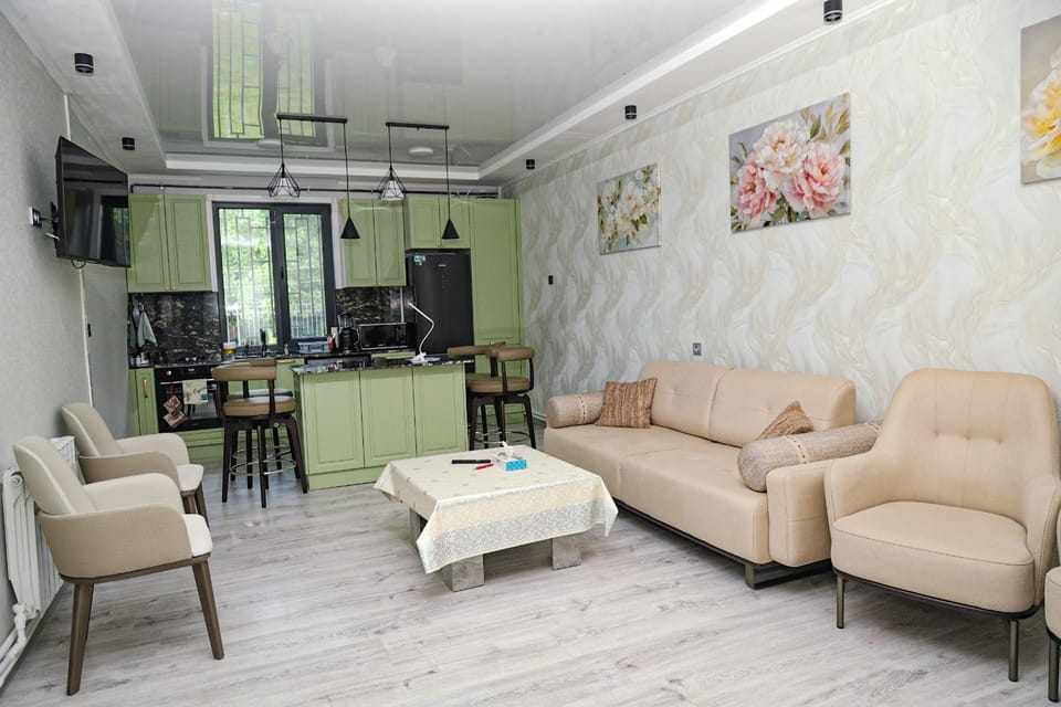 Living room, kitchen
