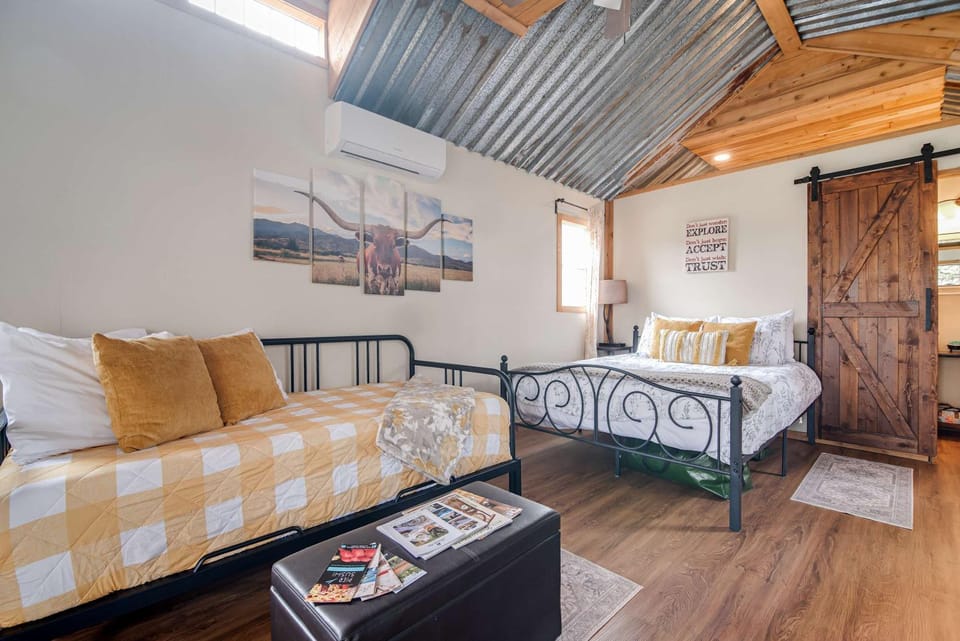 Bed, Seating area, Bedroom