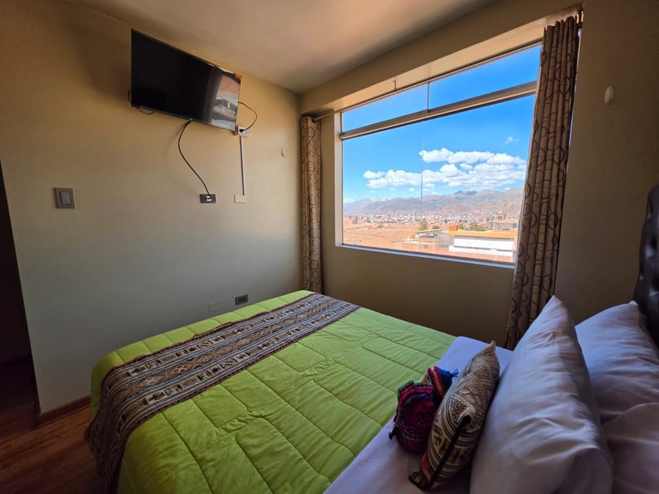 Bed, Natural landscape, TV and multimedia, Bedroom, Mountain view
