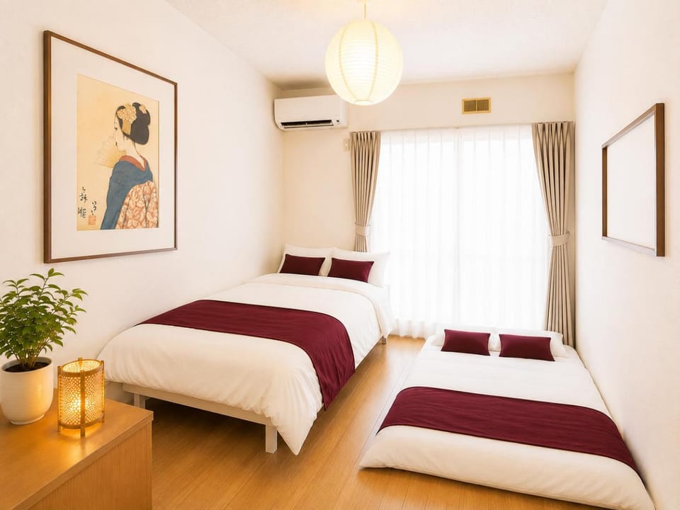 Bed, Photo of the whole room, Bedroom, air conditioner