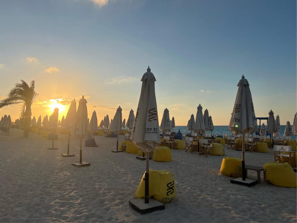 Day, Beach, Sunset, sunbed