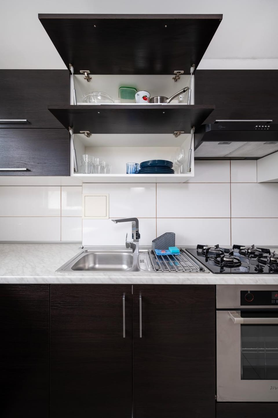 Kitchen or kitchenette, stove