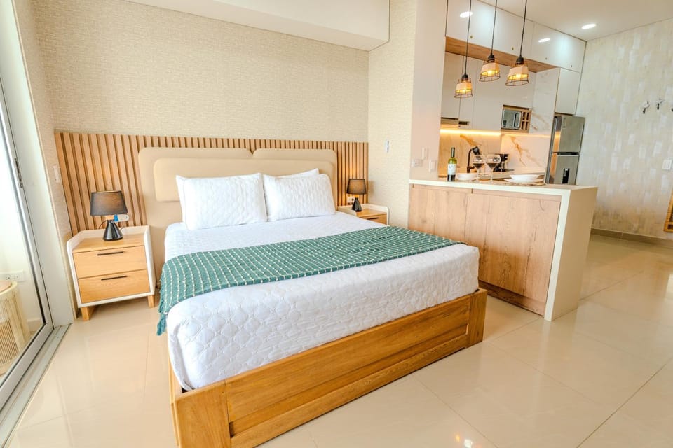 Bed, TV and multimedia, Kitchen or kitchenette, Photo of the whole room, Bedroom, internet, minibar, towels, air conditioner