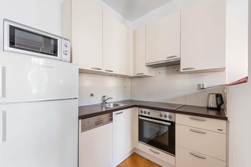 Kitchen or kitchenette, dishwasher, oven, stove
