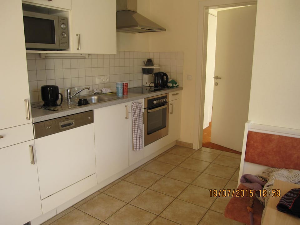 Kitchen or kitchenette, dishwasher, stove