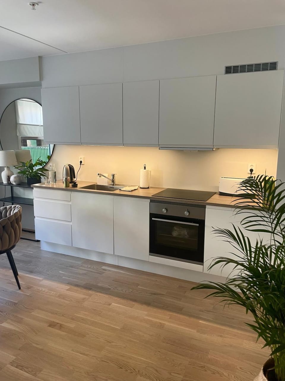Kitchen or kitchenette, dishwasher, stove