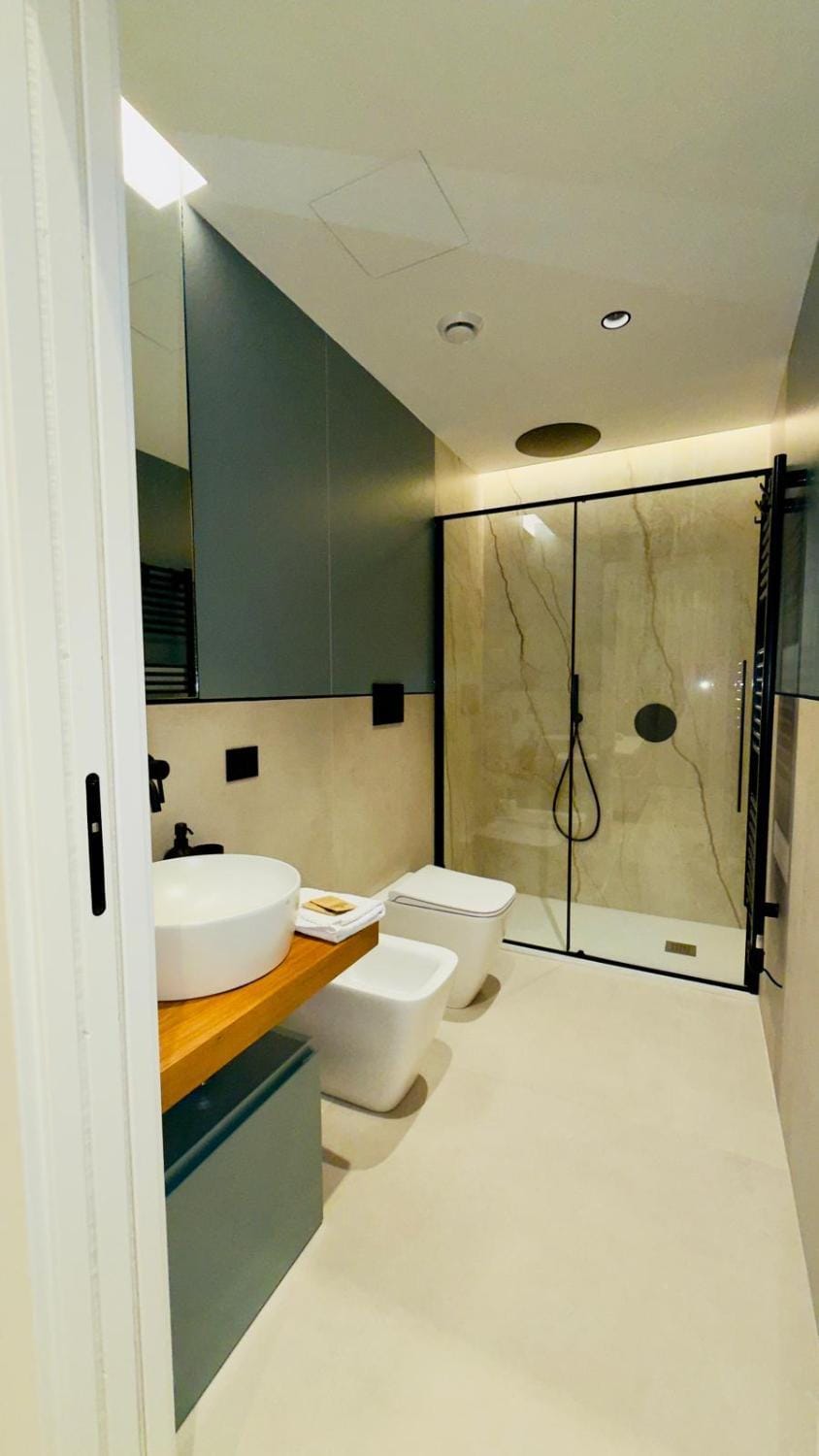 Toilet, Bathroom, bidet, hair dryier, towels