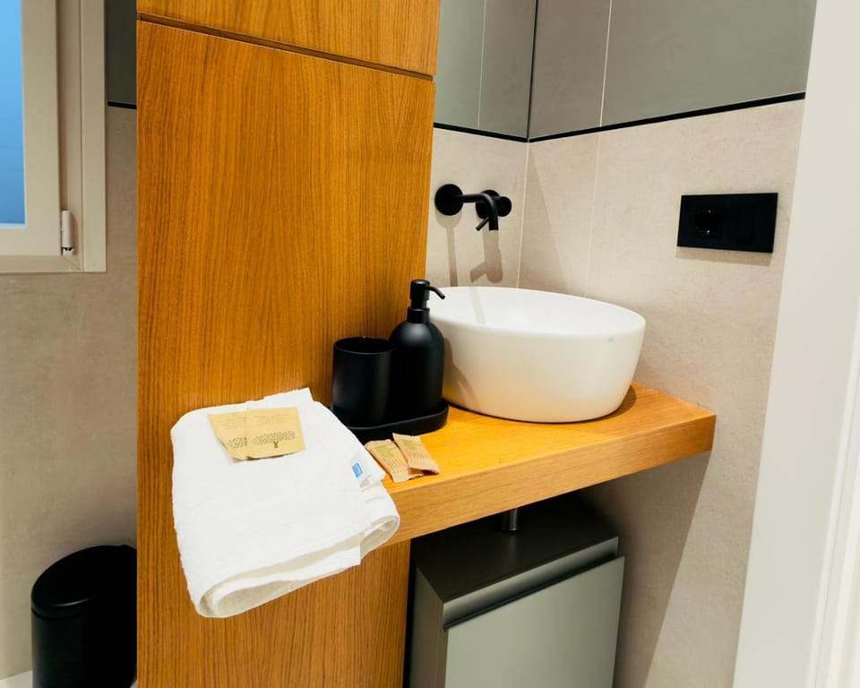 Bathroom, hair dryier, towels