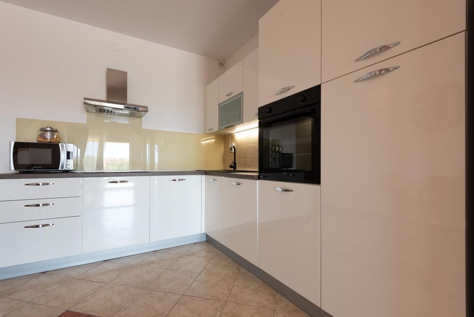 Kitchen or kitchenette, dishwasher, oven, stove