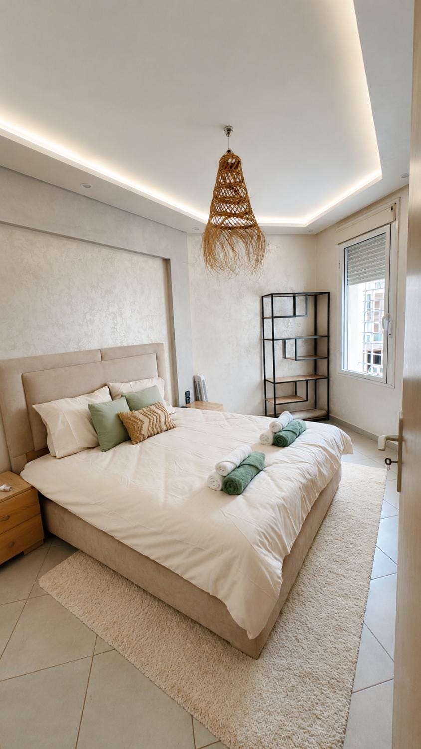 Bed, Photo of the whole room, Bedroom, towels