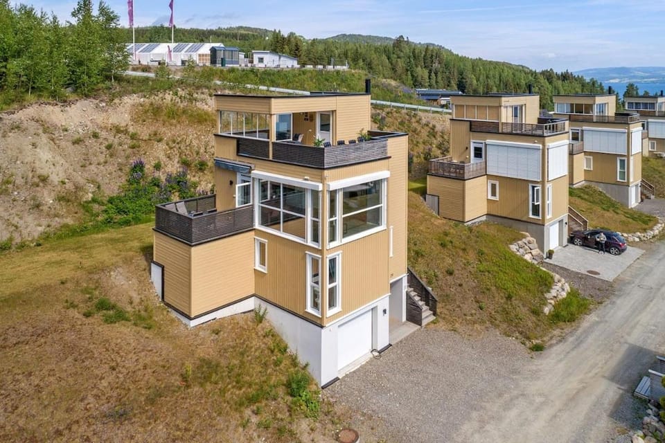 Modern house with panoramic views of Mjøsa House in Viken, Norway