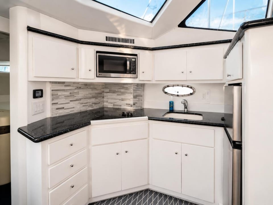 Kitchen or kitchenette, microwave