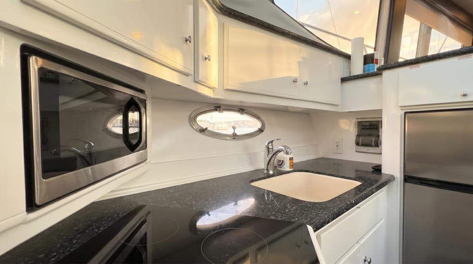 Kitchen or kitchenette, microwave