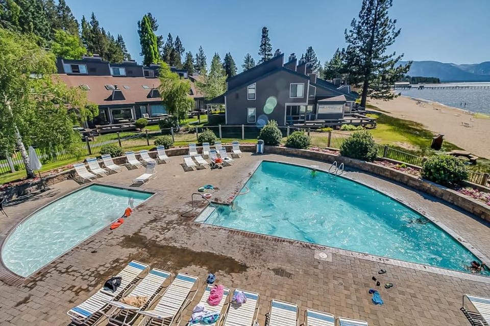 Spacious partial lake-view condo with beach access pool & hot tub House in South Lake Tahoe