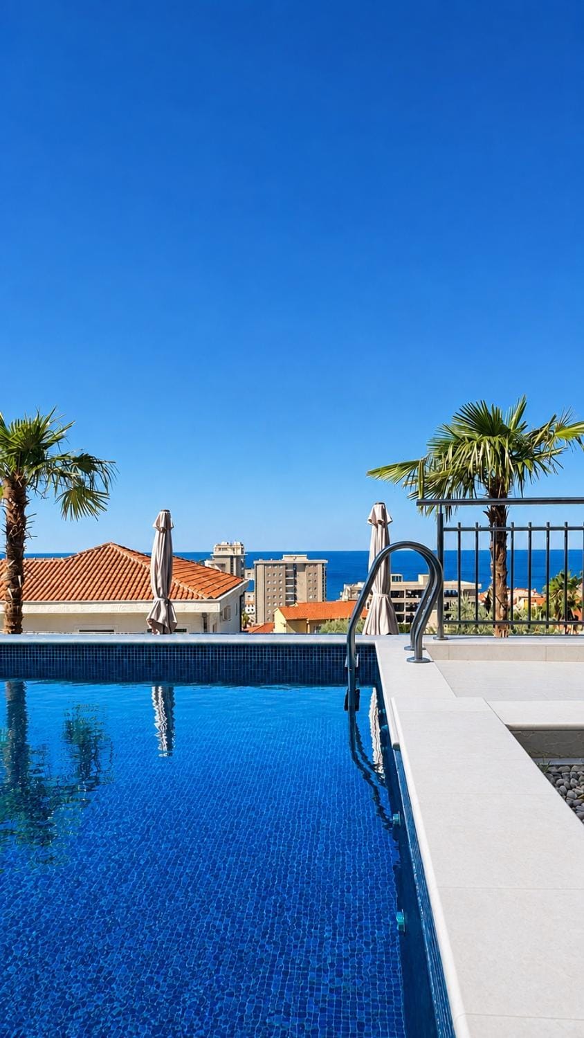 Natural landscape, Pool view, Sea view, Swimming pool