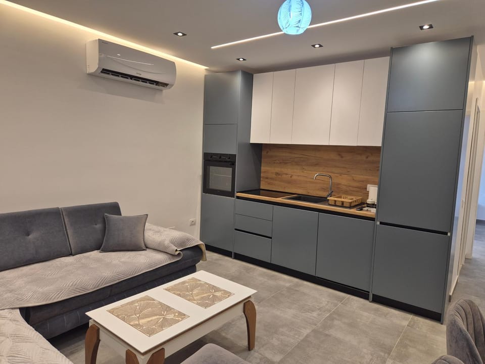 Kitchen or kitchenette, Living room, Seating area, Dining area, oven, air conditioner