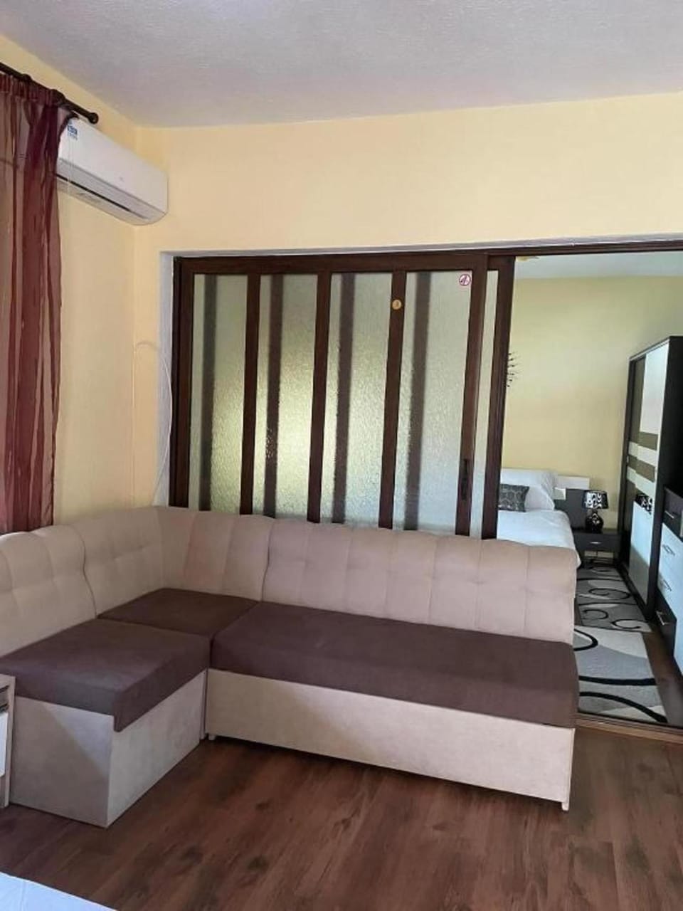 Bed, Living room, Seating area, Bedroom