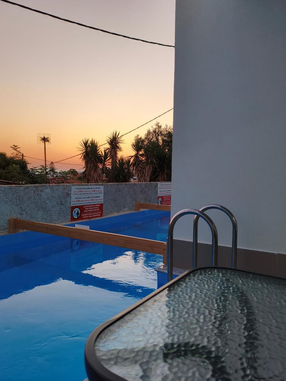 Natural landscape, Pool view, Swimming pool, Sunset