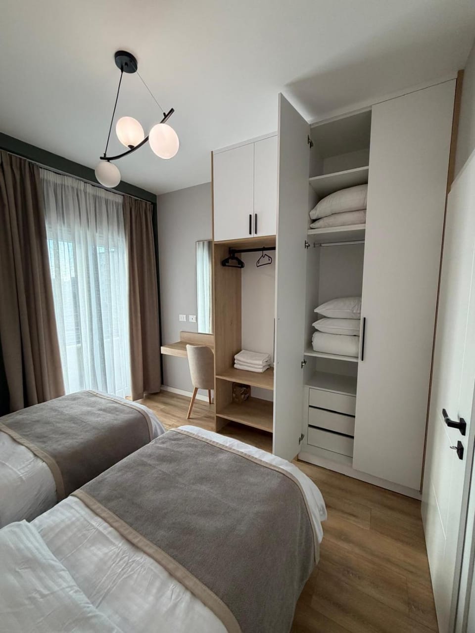 Balcony/Terrace, flat iron, towels, wardrobe