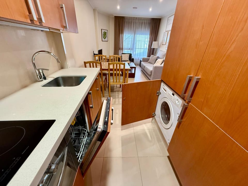 Living room, dishwasher, oven, stove