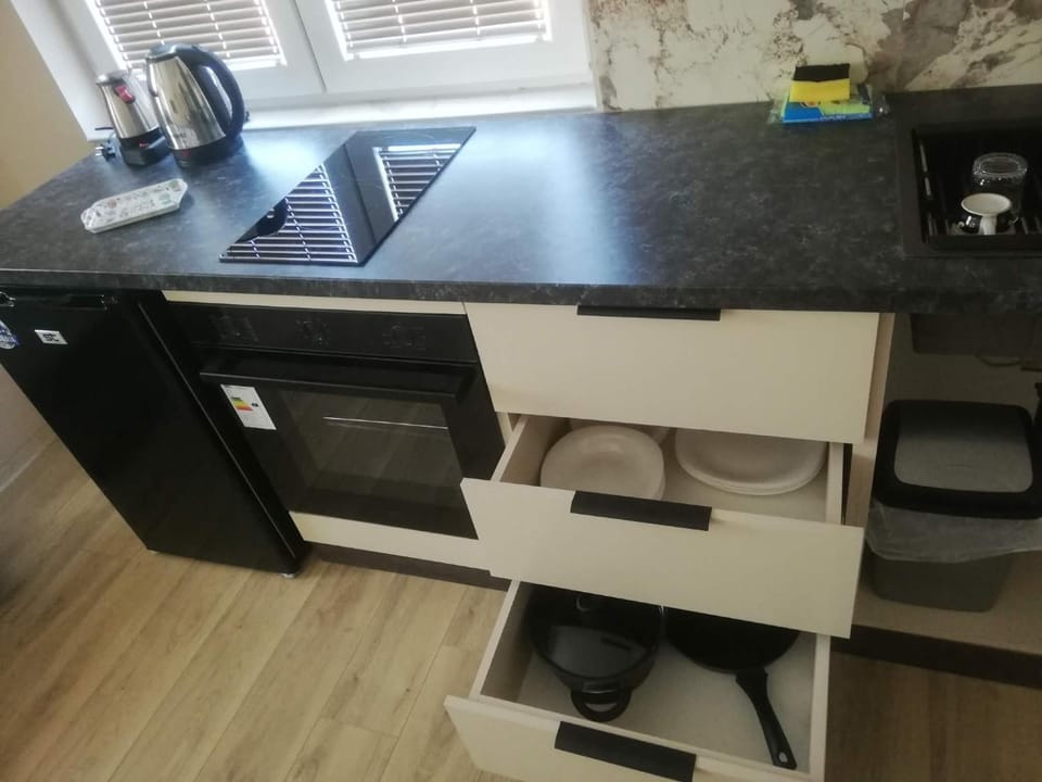 Kitchen or kitchenette, oven