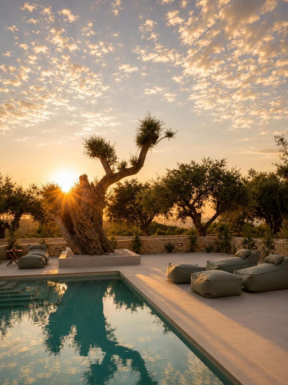 Pool view, Swimming pool, Sunset