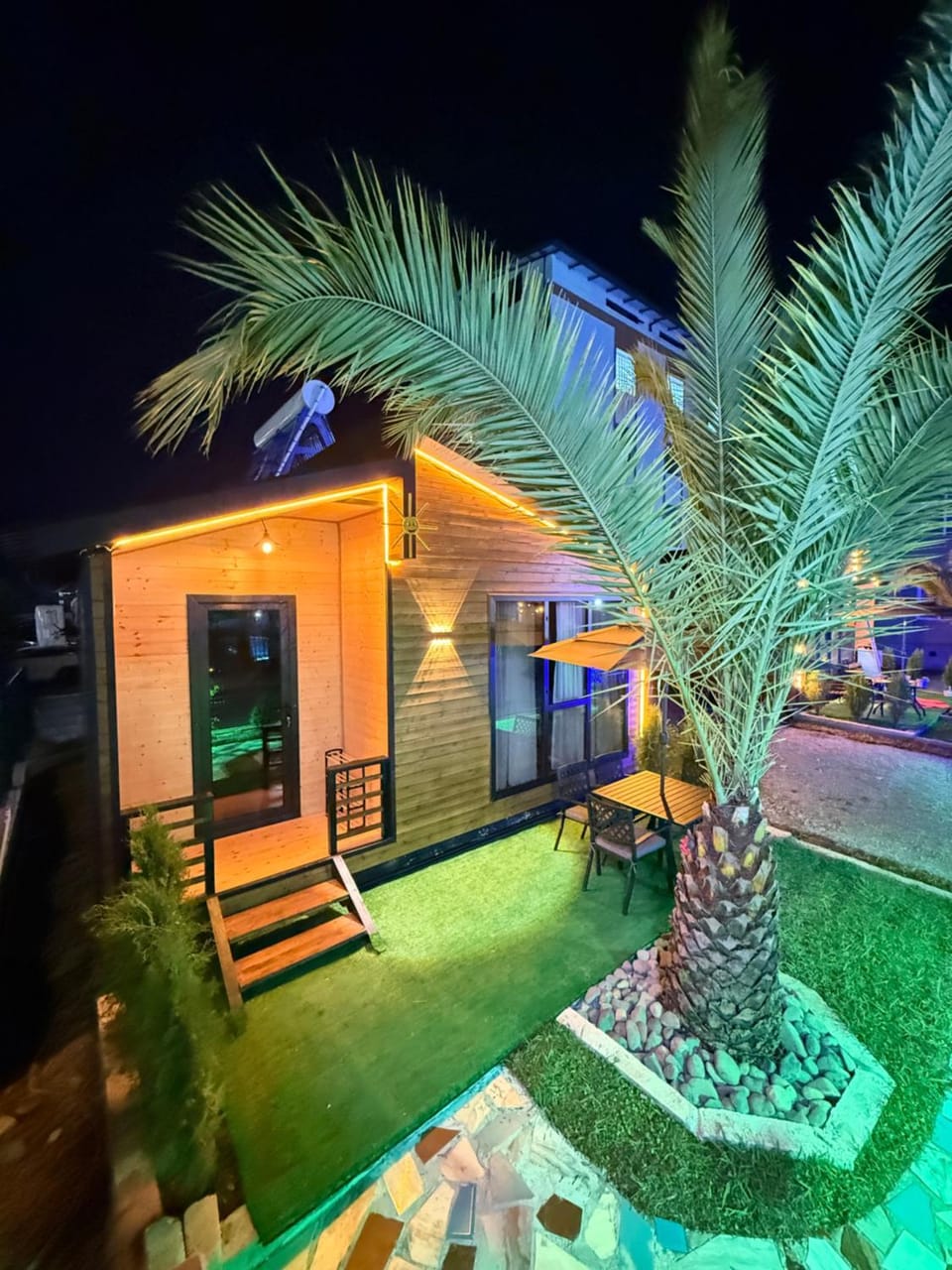Property building, Night, Garden, Garden view