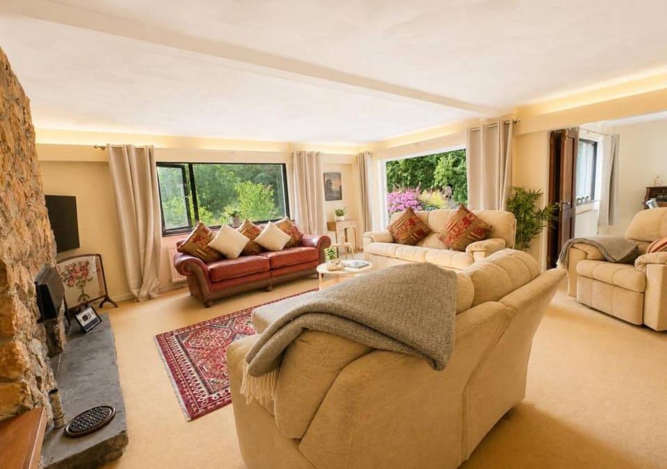 Communal lounge/ TV room, TV and multimedia, Living room, Seating area, Garden view, fireplace
