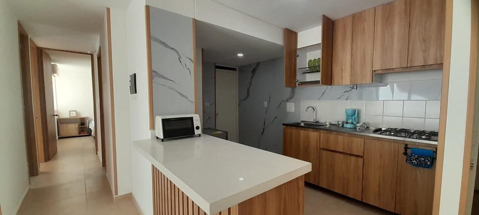 Kitchen or kitchenette, stove