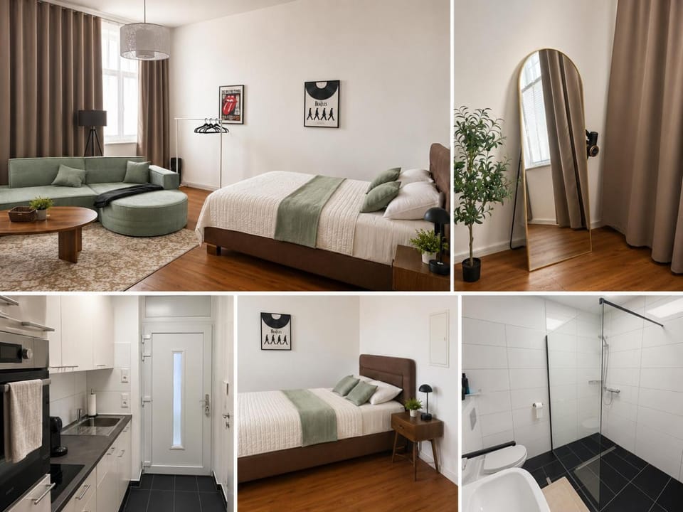 Bed, TV and multimedia, Kitchen or kitchenette, Living room, Photo of the whole room, Seating area, Bedroom